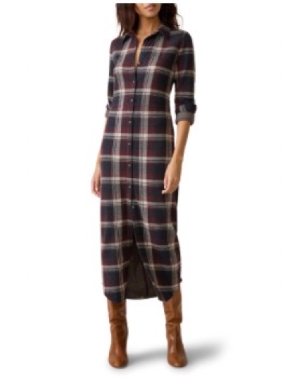 FAHERTY | Legend Plaid Long Sleeve Shirtdress NWT
